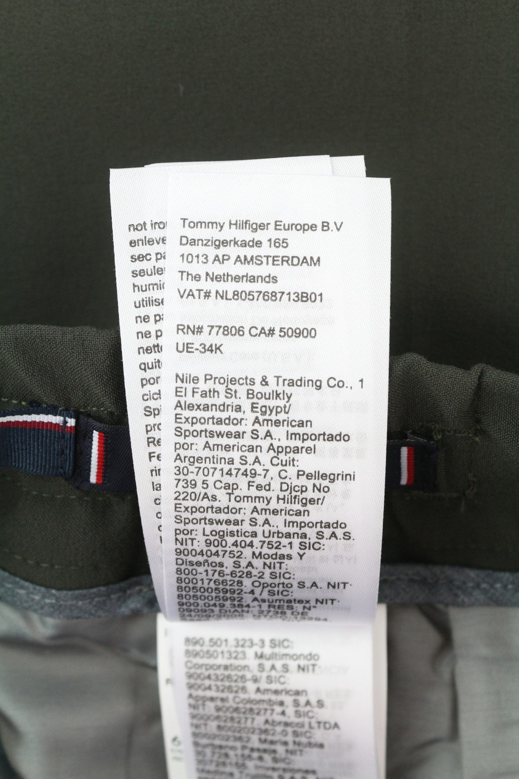 TOMMY HILFIGER THFlex Men Trousers W31 Khaki Plain Pleated Elastic Waist Slim