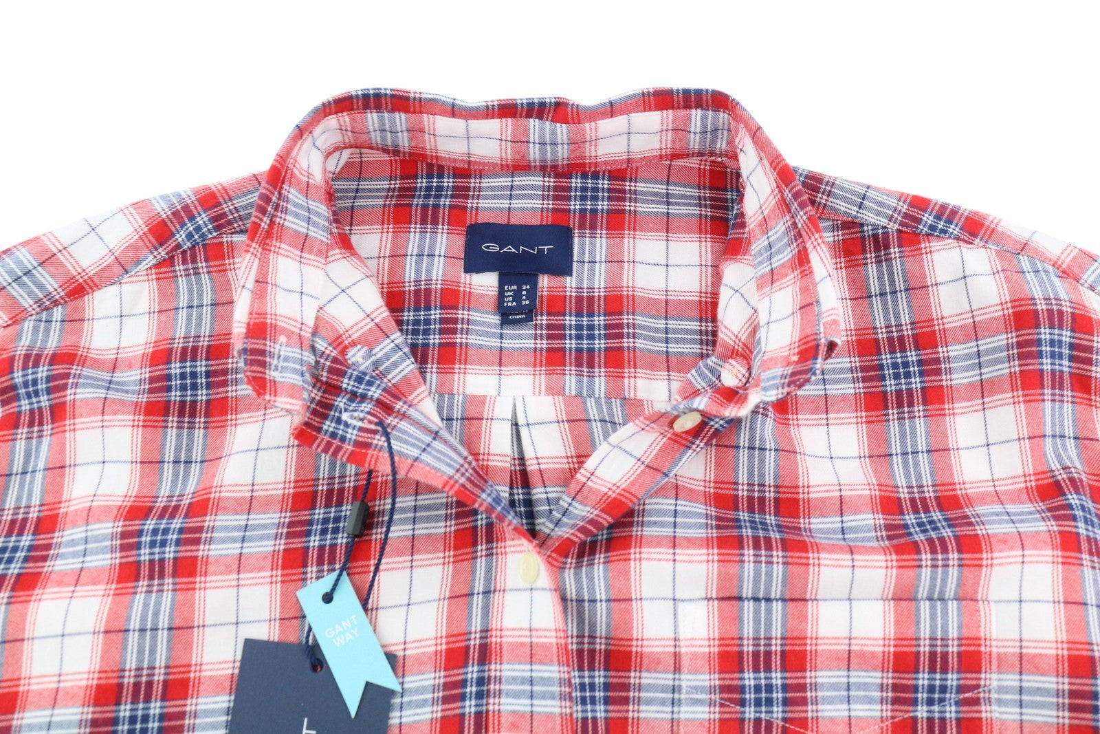 GANT Flannel Check Relaxed Women Shirt EU34 Casual Button-Down Neck Colourful