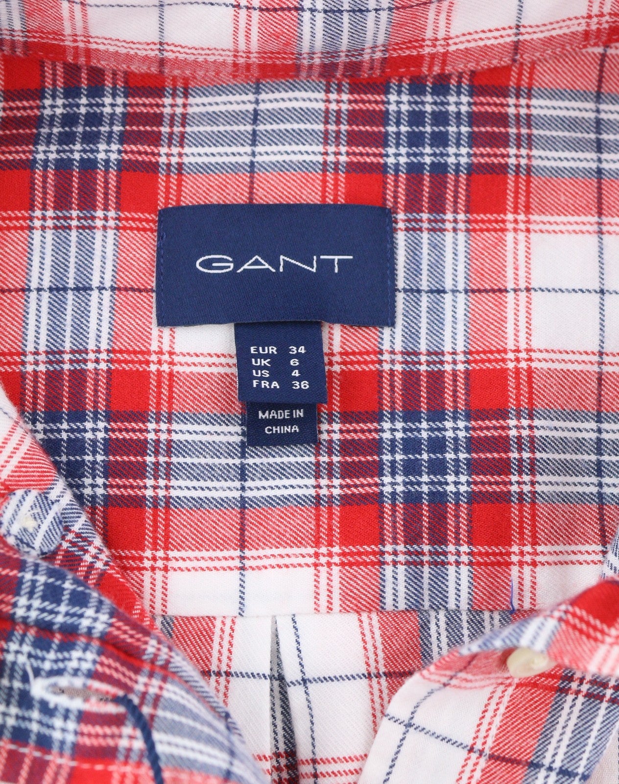 GANT Flannel Check Relaxed Women Shirt EU34 Casual Button-Down Neck Colourful