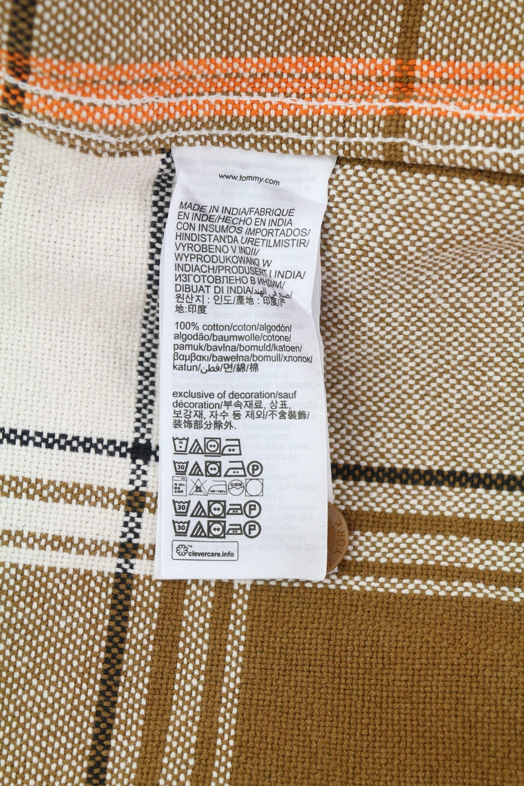 TOMMY HILFIGER Brushed Check Men Shirt S Overshirt Flannel Thick Button-Up Brown