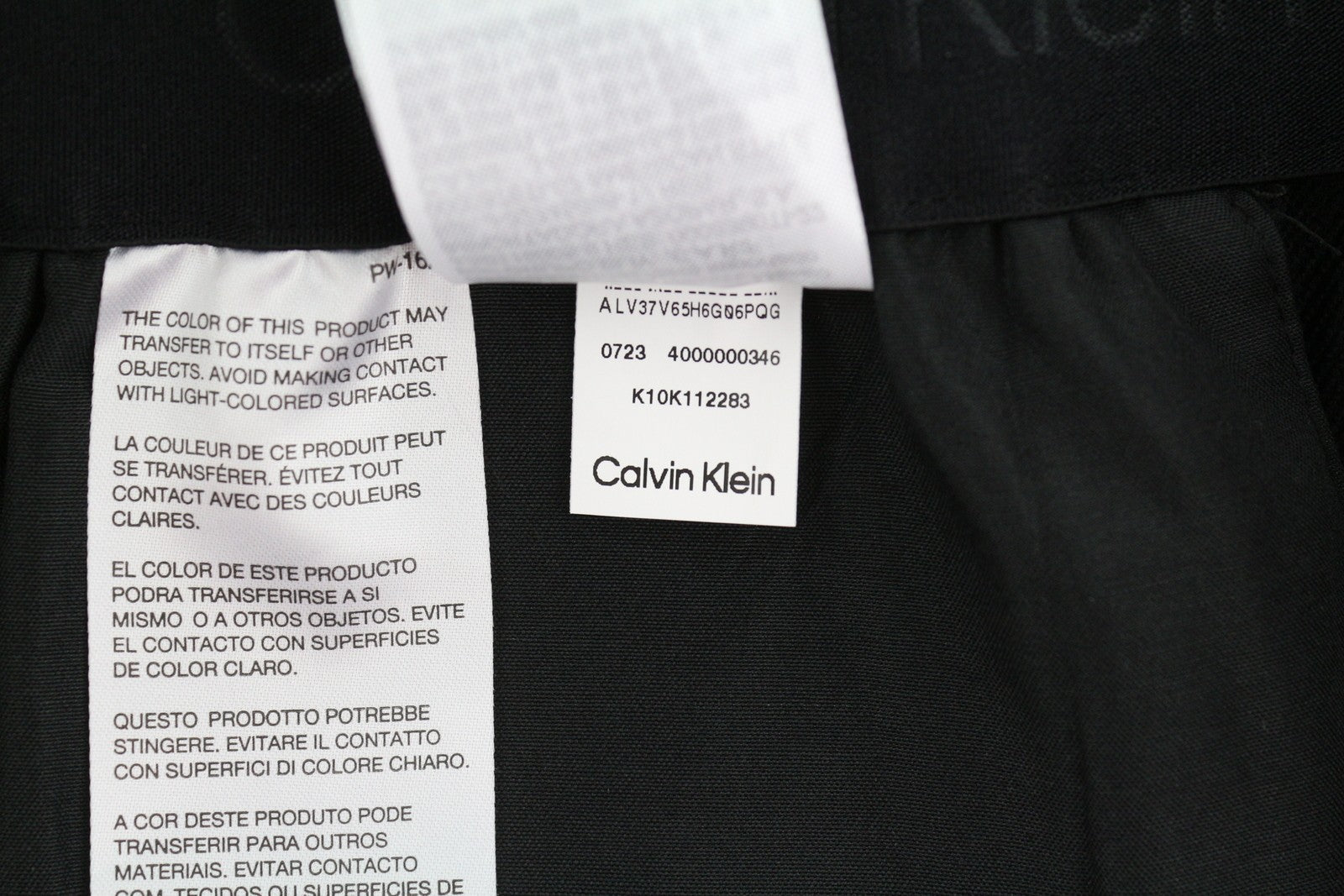 CALVIN KLEIN Crinkle Tech Stretch Men Trousers L Black Slim Fit Elastic Waist