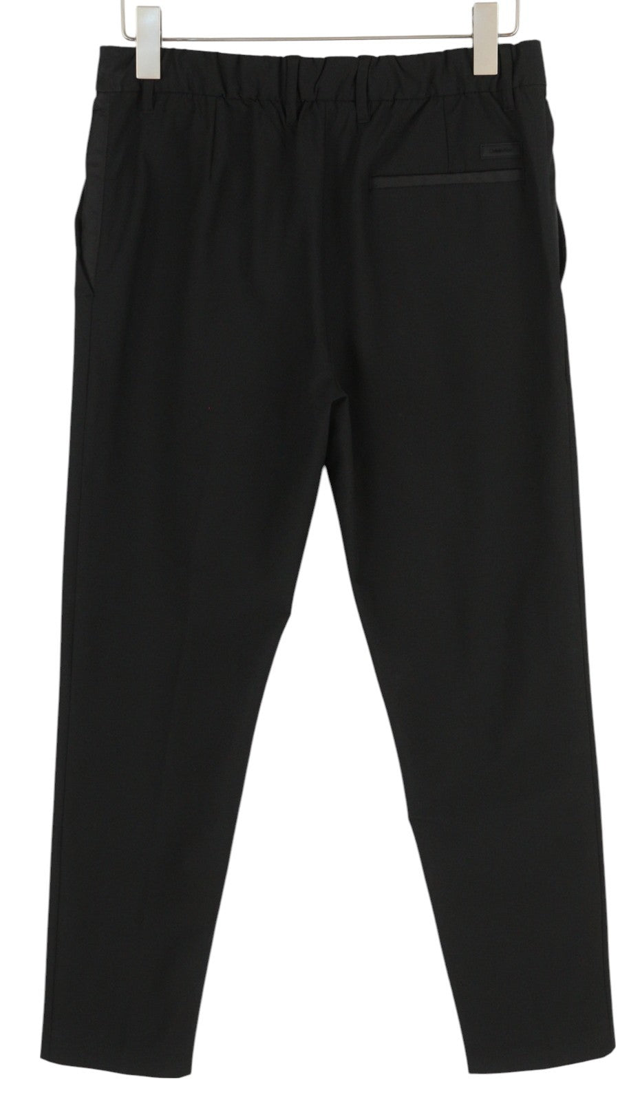 CALVIN KLEIN Crinkle Tech Stretch Men Trousers L Black Slim Fit Elastic Waist