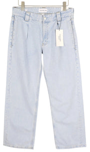 CALVIN KLEIN 90s Loose Pleated Men Jeans W29 Washed Blue Wide Leg Zip RRP$272