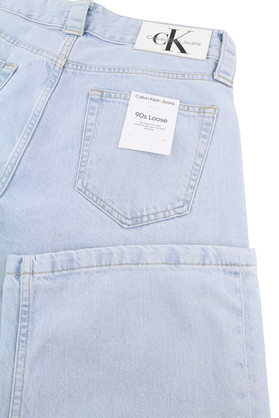 CALVIN KLEIN 90s Loose Pleated Men Jeans W29 Washed Blue Wide Leg Zip RRP$272