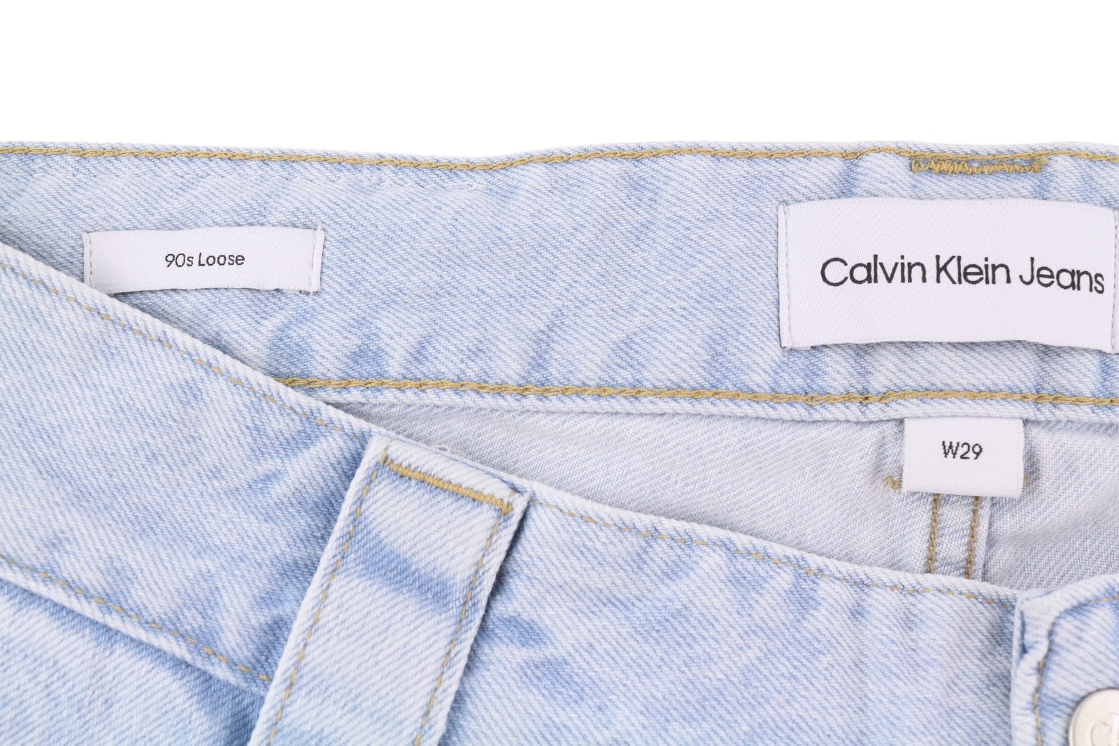 CALVIN KLEIN 90s Loose Pleated Men Jeans W29 Washed Blue Wide Leg Zip RRP$272