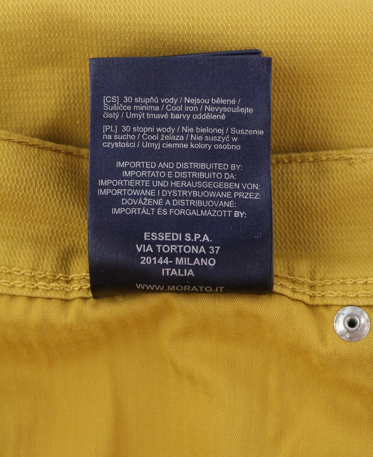 ANTONY MORATO Keith Men Trousers W34 Yellow Textured Skinny Fit Zip Fly Casual