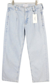 CALVIN KLEIN 90s Loose Pleated Men Jeans W32 Washed Blue Wide Leg Zip RRP$272