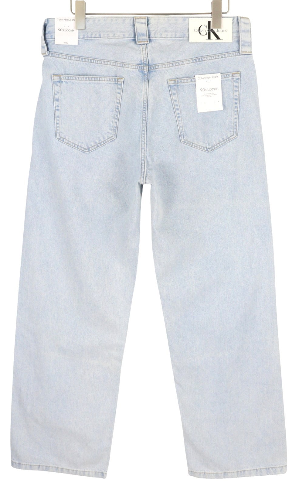 CALVIN KLEIN 90s Loose Pleated Men Jeans W32 Washed Blue Wide Leg Zip RRP$272