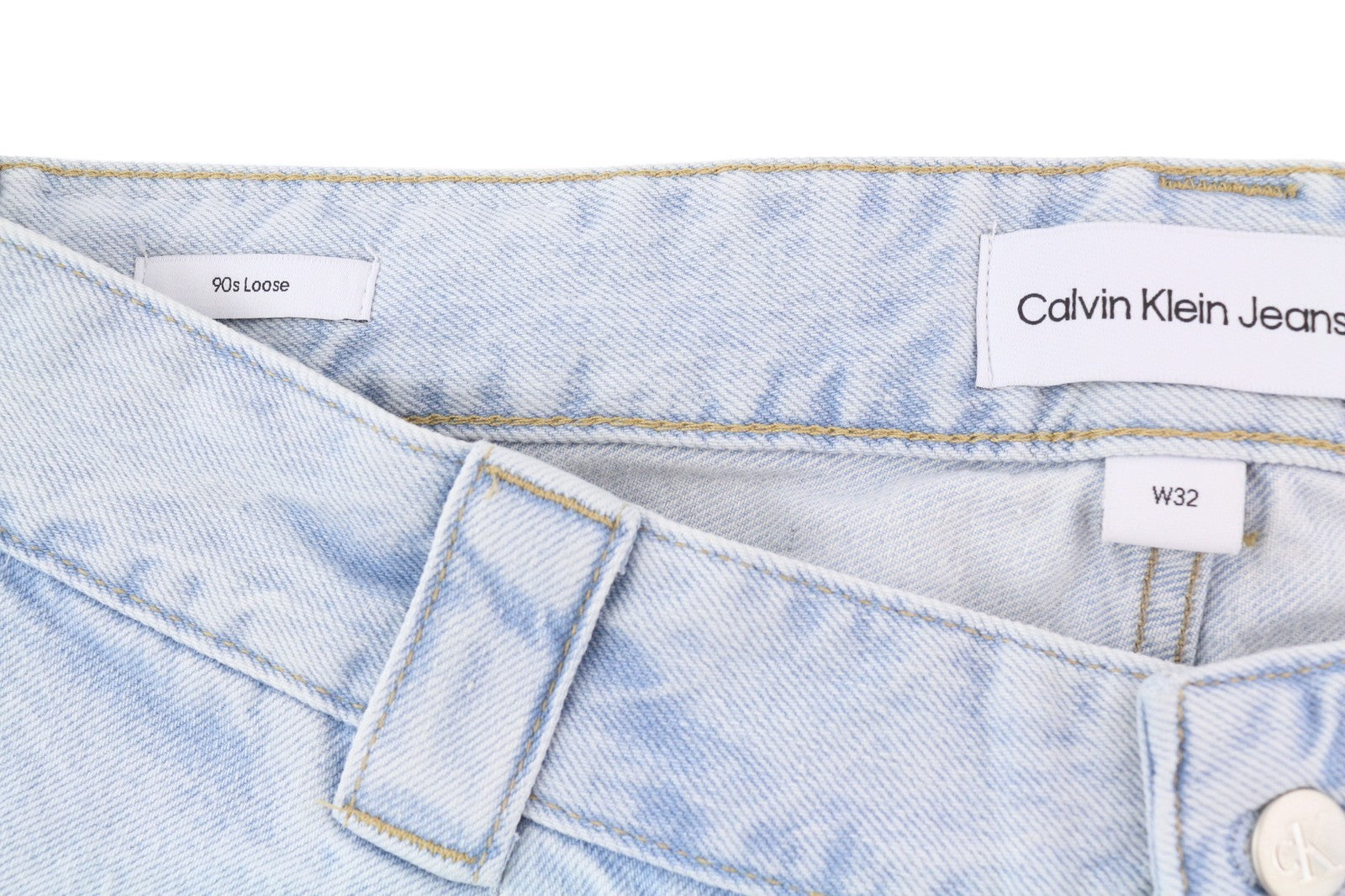 CALVIN KLEIN 90s Loose Pleated Men Jeans W32 Washed Blue Wide Leg Zip RRP$272