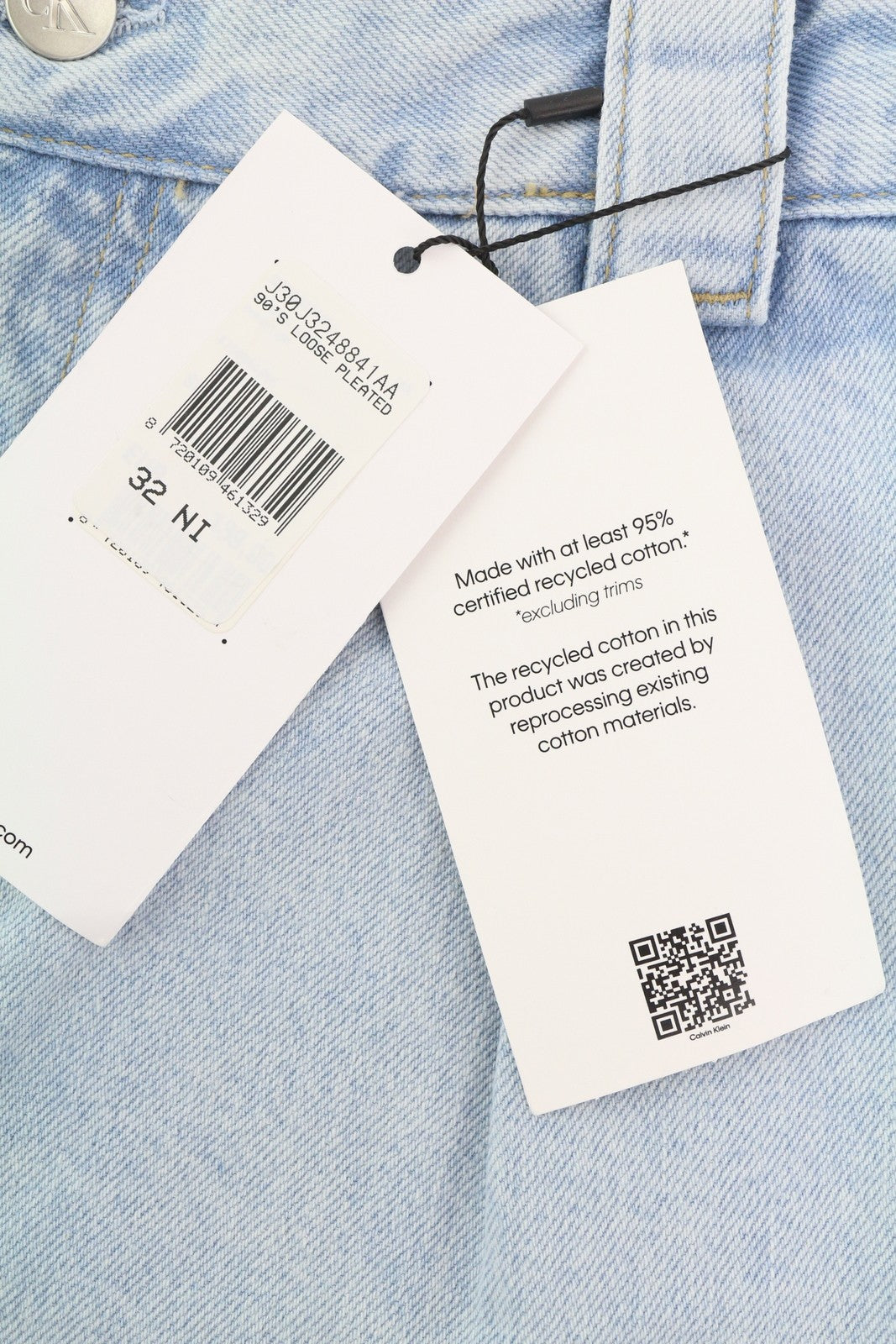 CALVIN KLEIN 90s Loose Pleated Men Jeans W32 Washed Blue Wide Leg Zip RRP$272