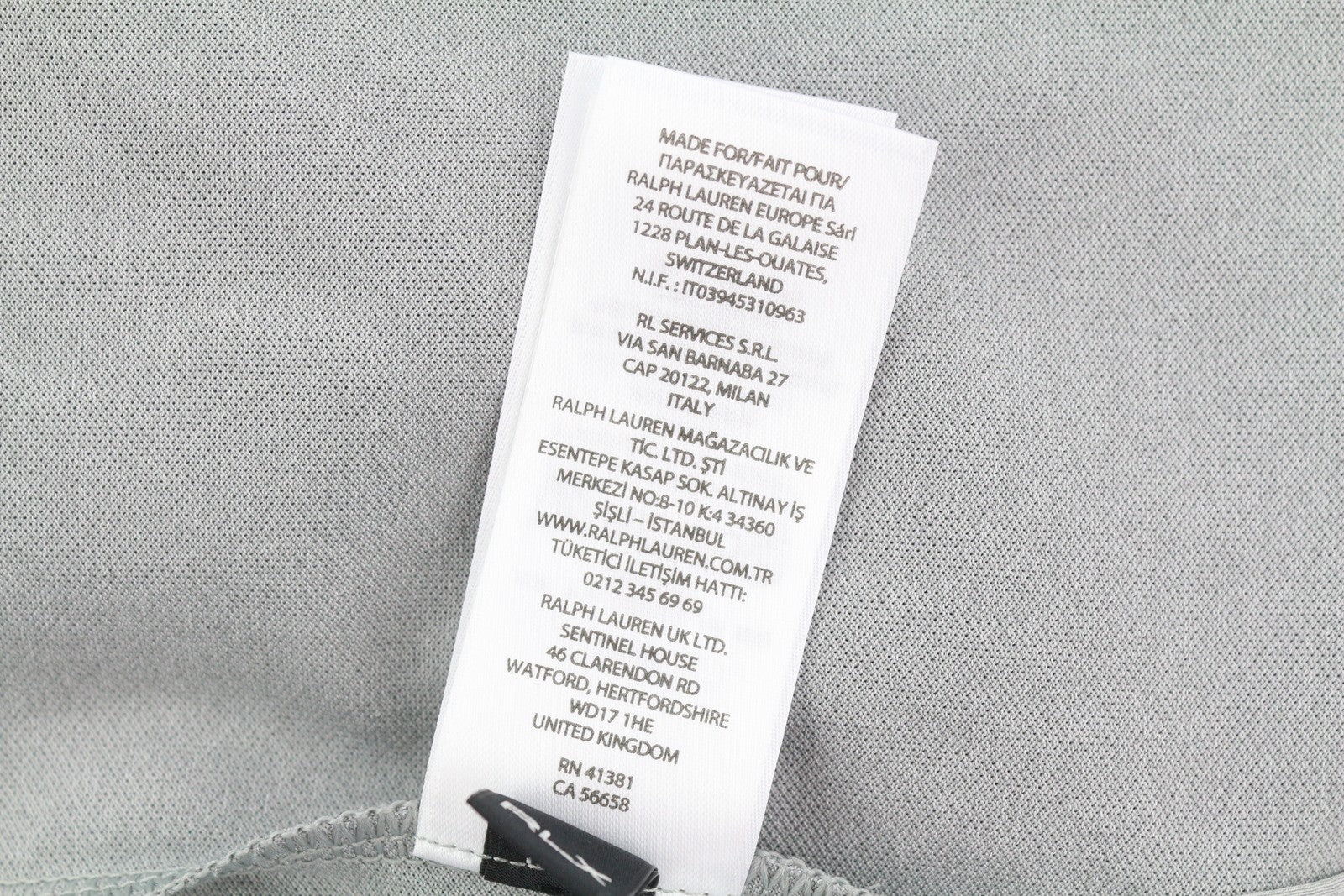 RLX RALPH LAUREN Golf Men T-Shirt M Grey Tailored Embroidered Bear Short Sleeve