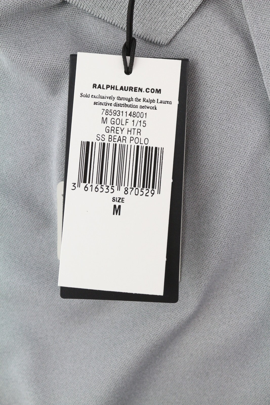 RLX RALPH LAUREN Golf Men T-Shirt M Grey Tailored Embroidered Bear Short Sleeve