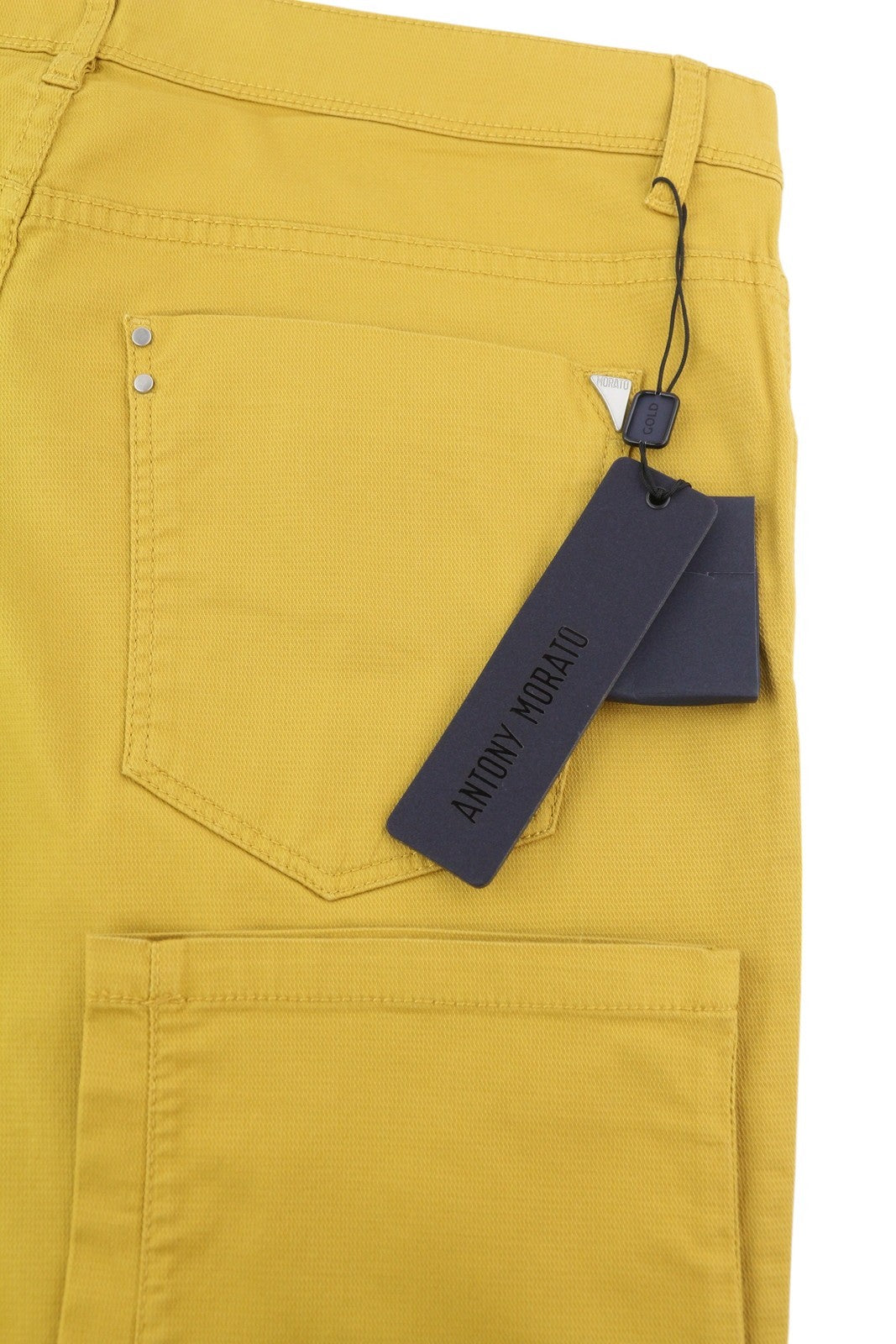 ANTONY MORATO Keith Men Trousers W38 Yellow Textured Skinny Leg Zip Fly Casual