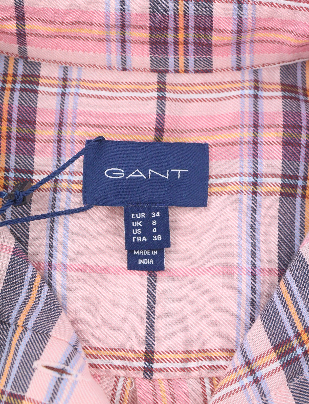 GANT Check Twill Women Shirt EU34 Casual Flannel Button-Up Spread Neck Pink