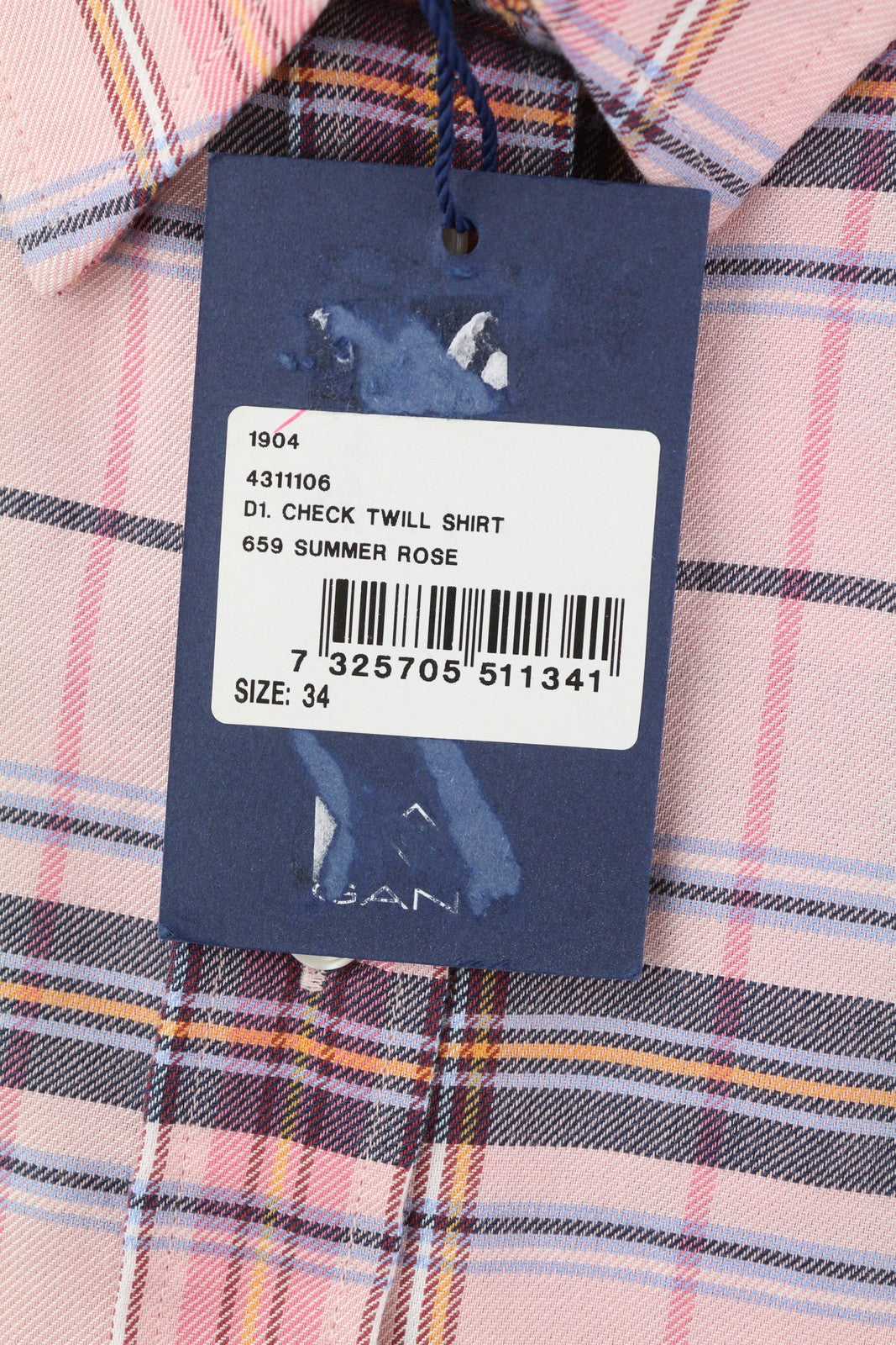 GANT Check Twill Women Shirt EU34 Casual Flannel Button-Up Spread Neck Pink