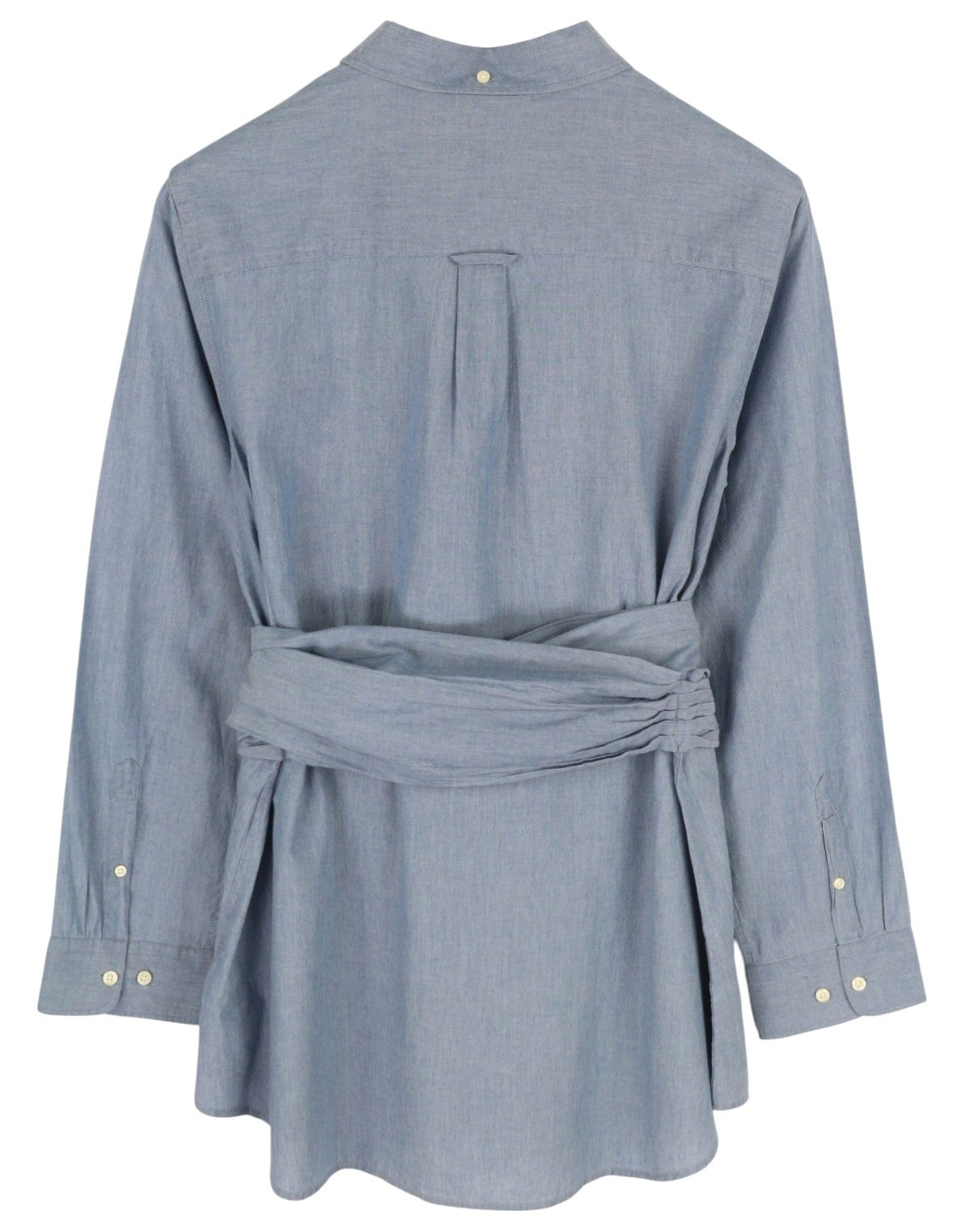 GANT Rugger Chambray Smille Women Shirt L Blue Belted Button-Down Long Sleeve