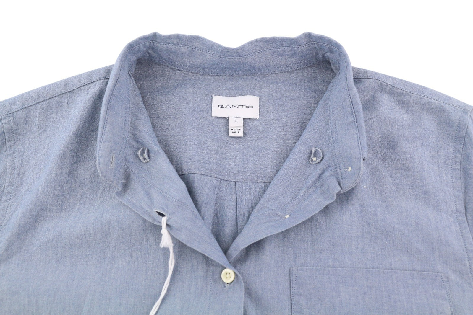 GANT Rugger Chambray Smille Women Shirt L Blue Belted Button-Down Long Sleeve