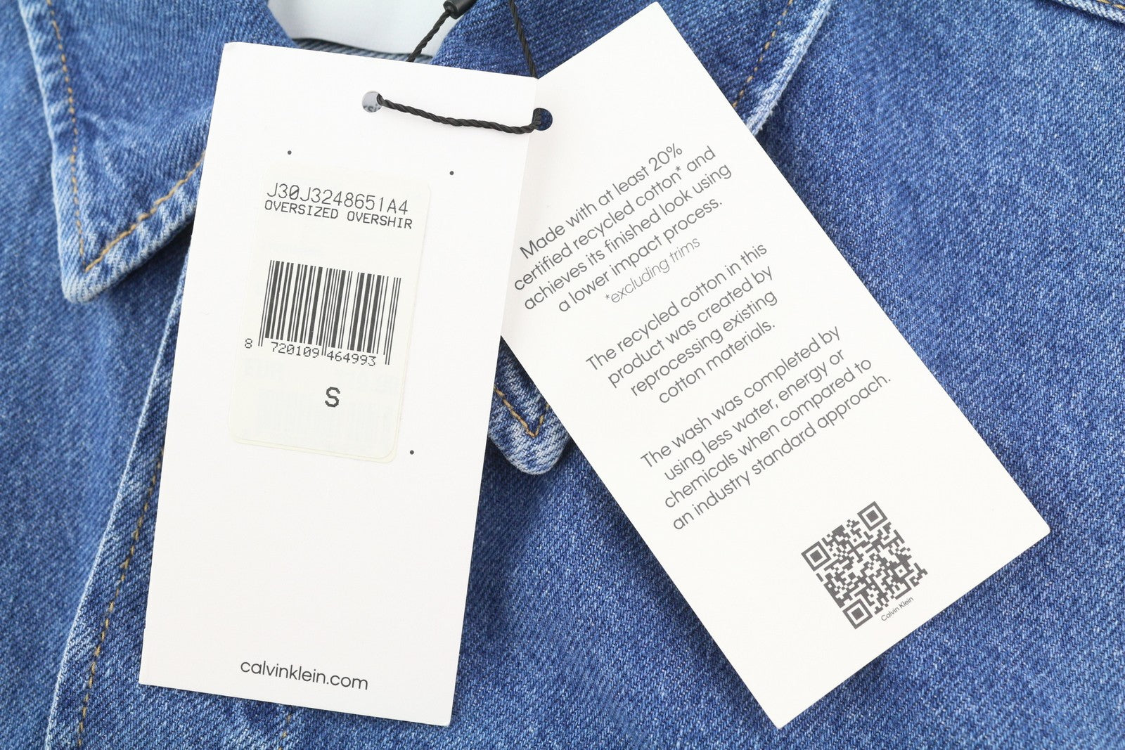 CALVIN KLEIN Men Jacket S Denim Blue Trucker Oversized Snap Buttons RRP€119