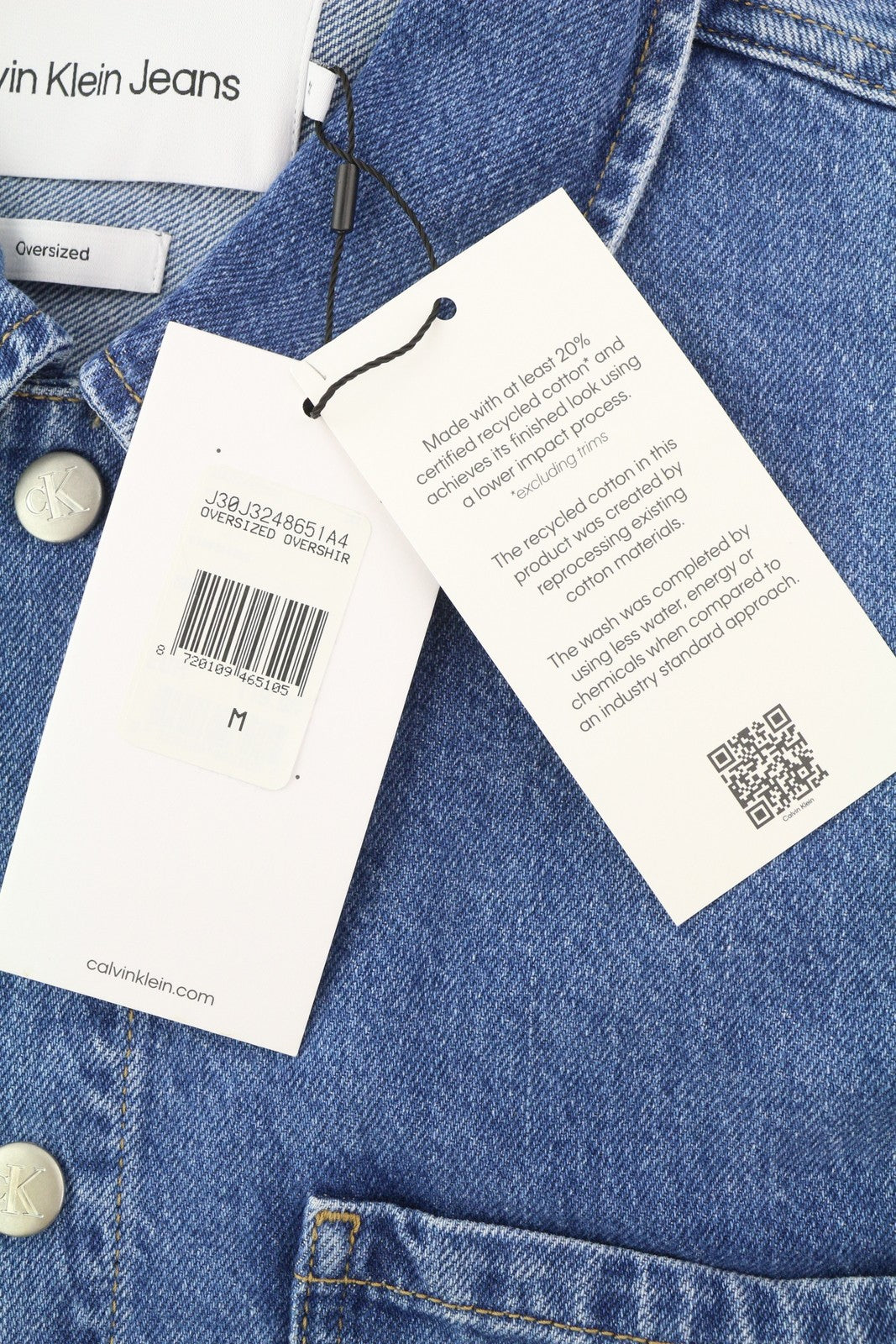 CALVIN KLEIN Men Jacket M Denim Blue Trucker Oversized Snap Buttons RRP€119