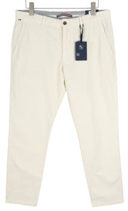 TOMMY HILFIGER Denton Chino Stretch Men Trousers W36/L32 White Corduroy Straight