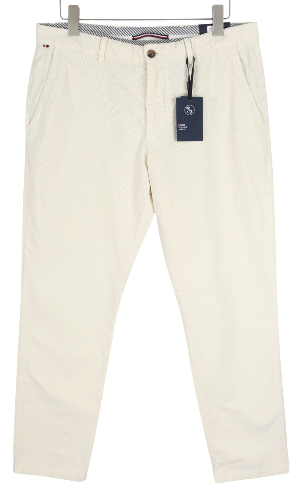 TOMMY HILFIGER Denton Chino Stretch Men Trousers W36/L32 White Corduroy Straight