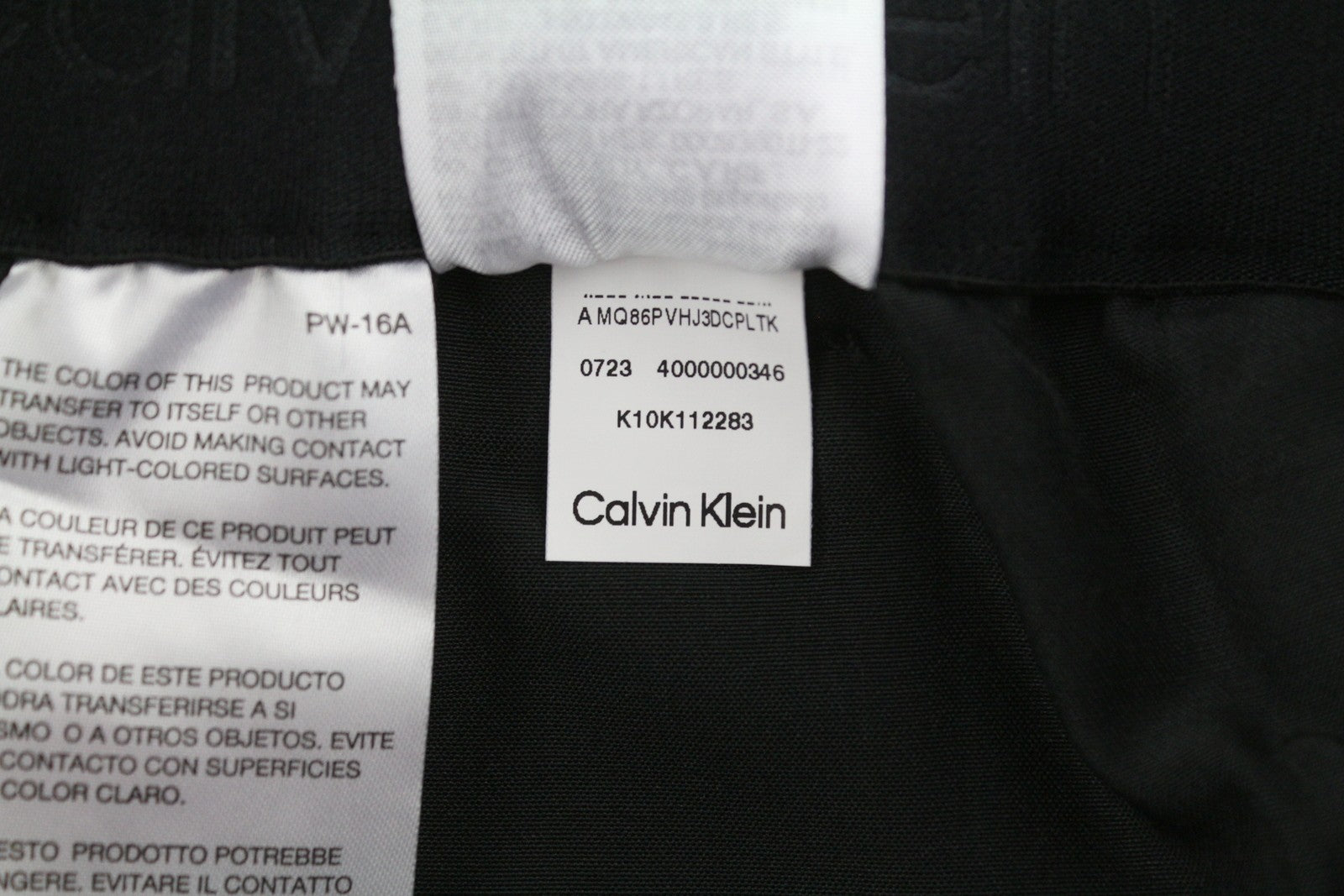 CALVIN KLEIN Crinkle Tech Stretch Men Trousers S Black Slim Fit Elastic Waist