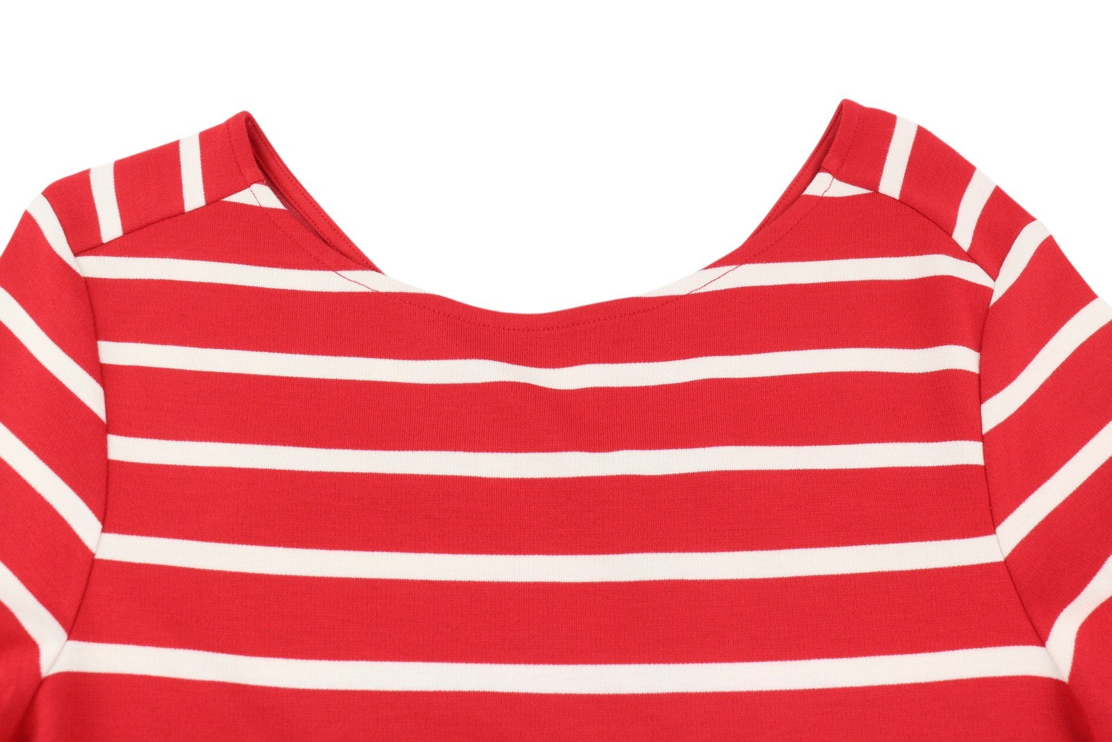GANT Striped Women Dress S Red Round Neck 3/4 Sleeves Jersey Logo Knee-Length