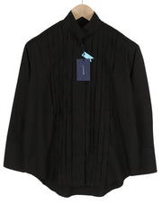 GANT Tux Pleated Relaxed Women Shirt EU32 Black Button-Up Band Neck Long Sleeve