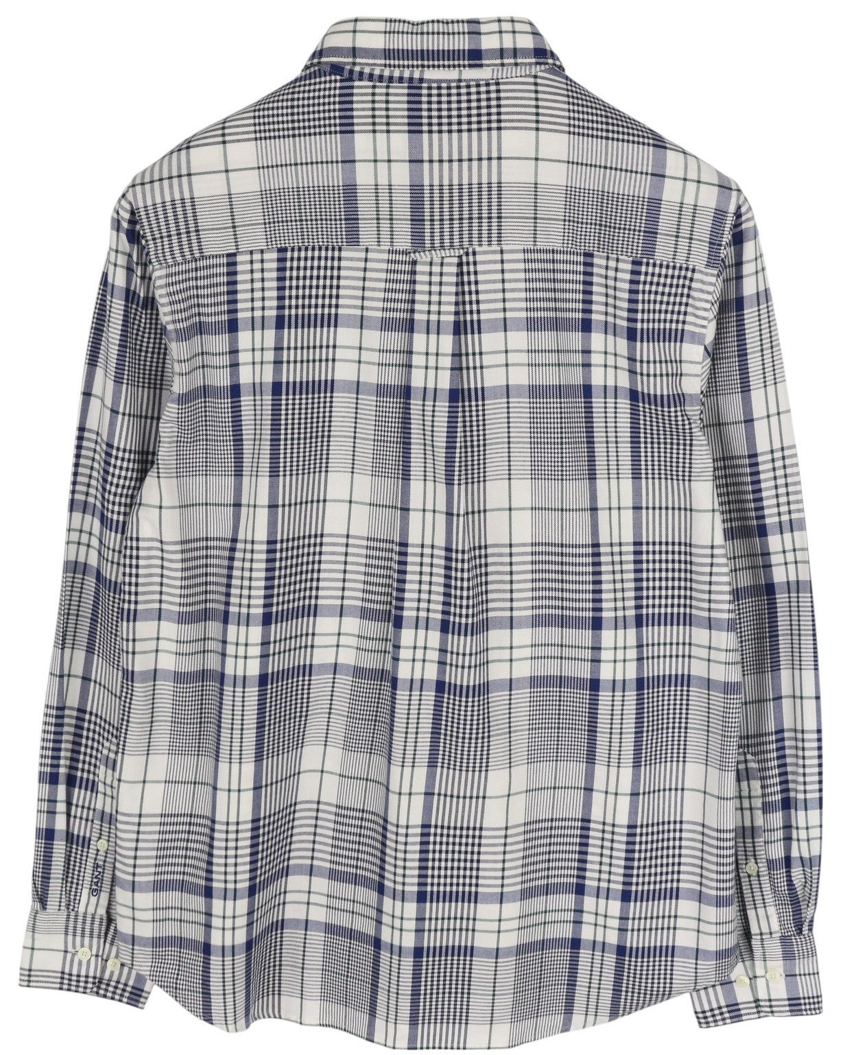 GANT Flannel Women Shirt EU38 Blue Plaid Button-Up Spread Neck Long Sleeved