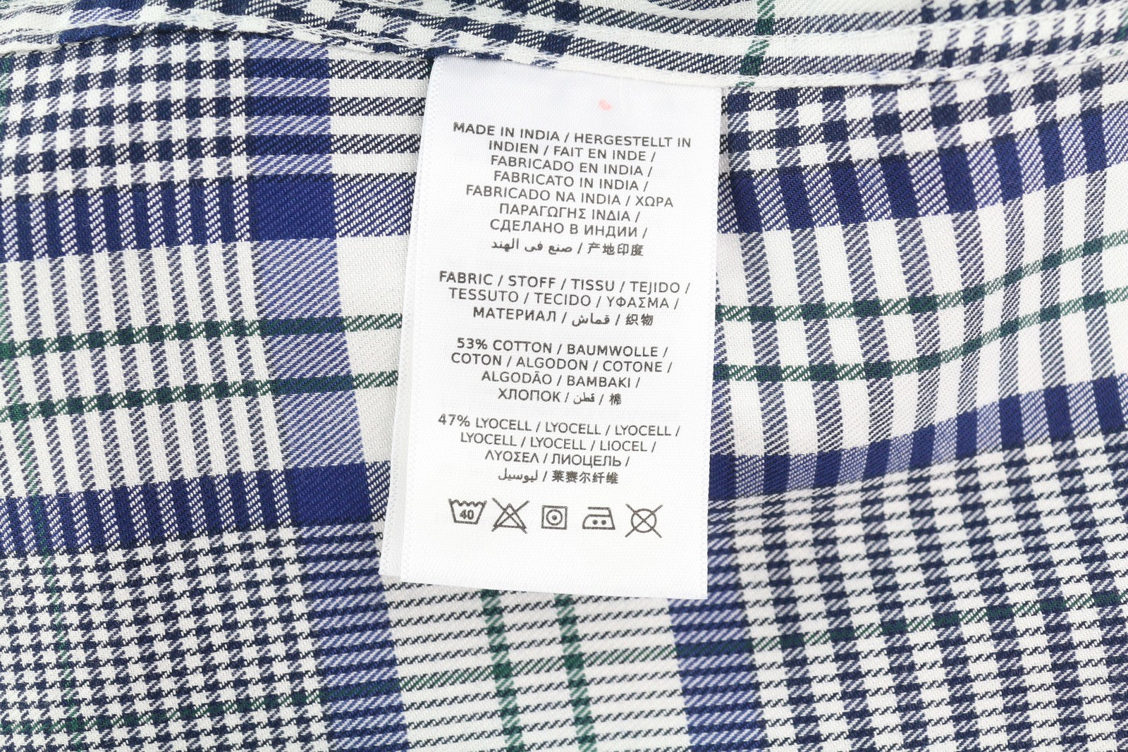 GANT Flannel Women Shirt EU38 Blue Plaid Button-Up Spread Neck Long Sleeved