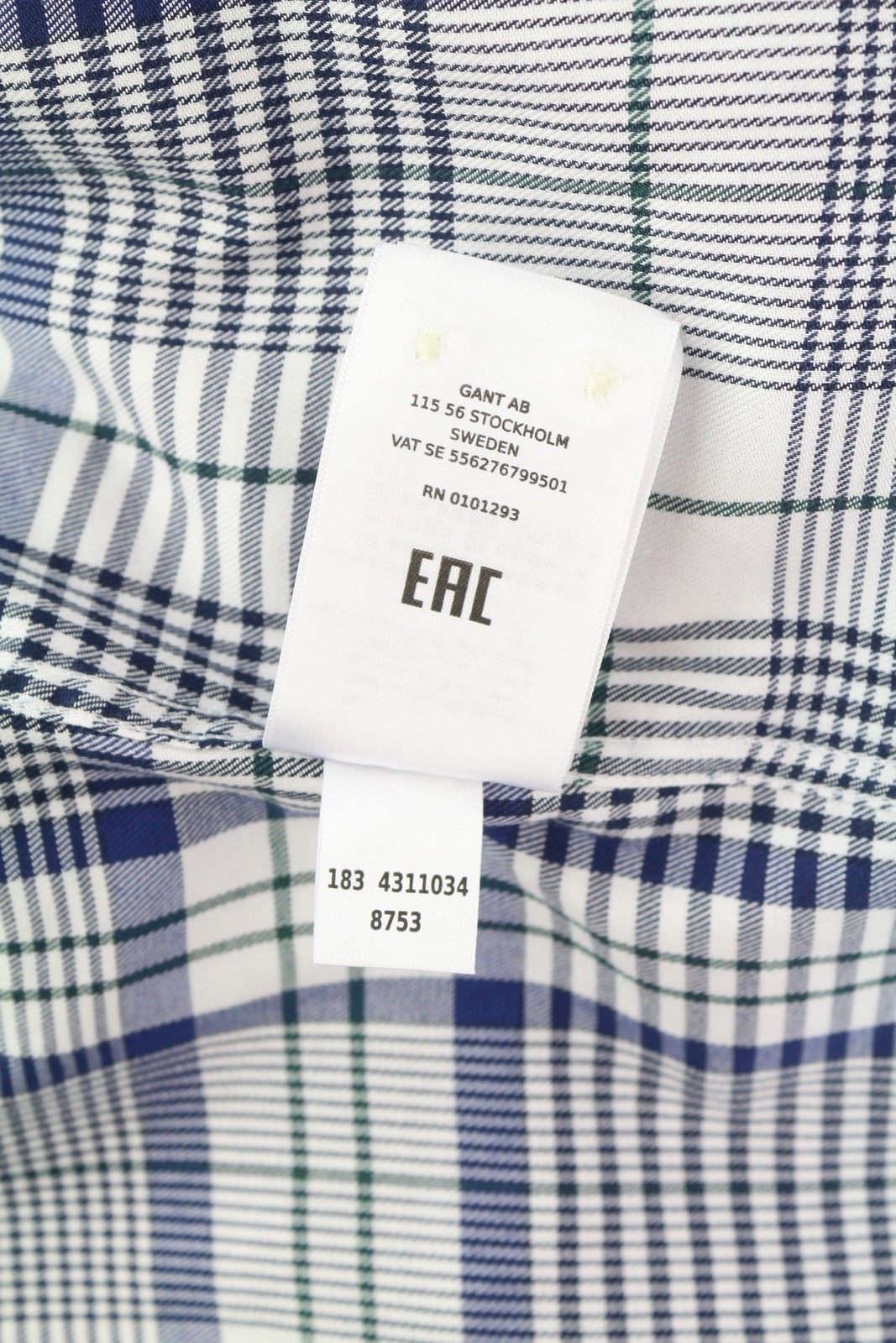 GANT Flannel Women Shirt EU38 Blue Plaid Button-Up Spread Neck Long Sleeved