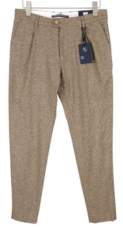TOMMY HILFIGER Hampton Men Trousers W33/L34 Brown Wool Silk Blend Slim Tapered