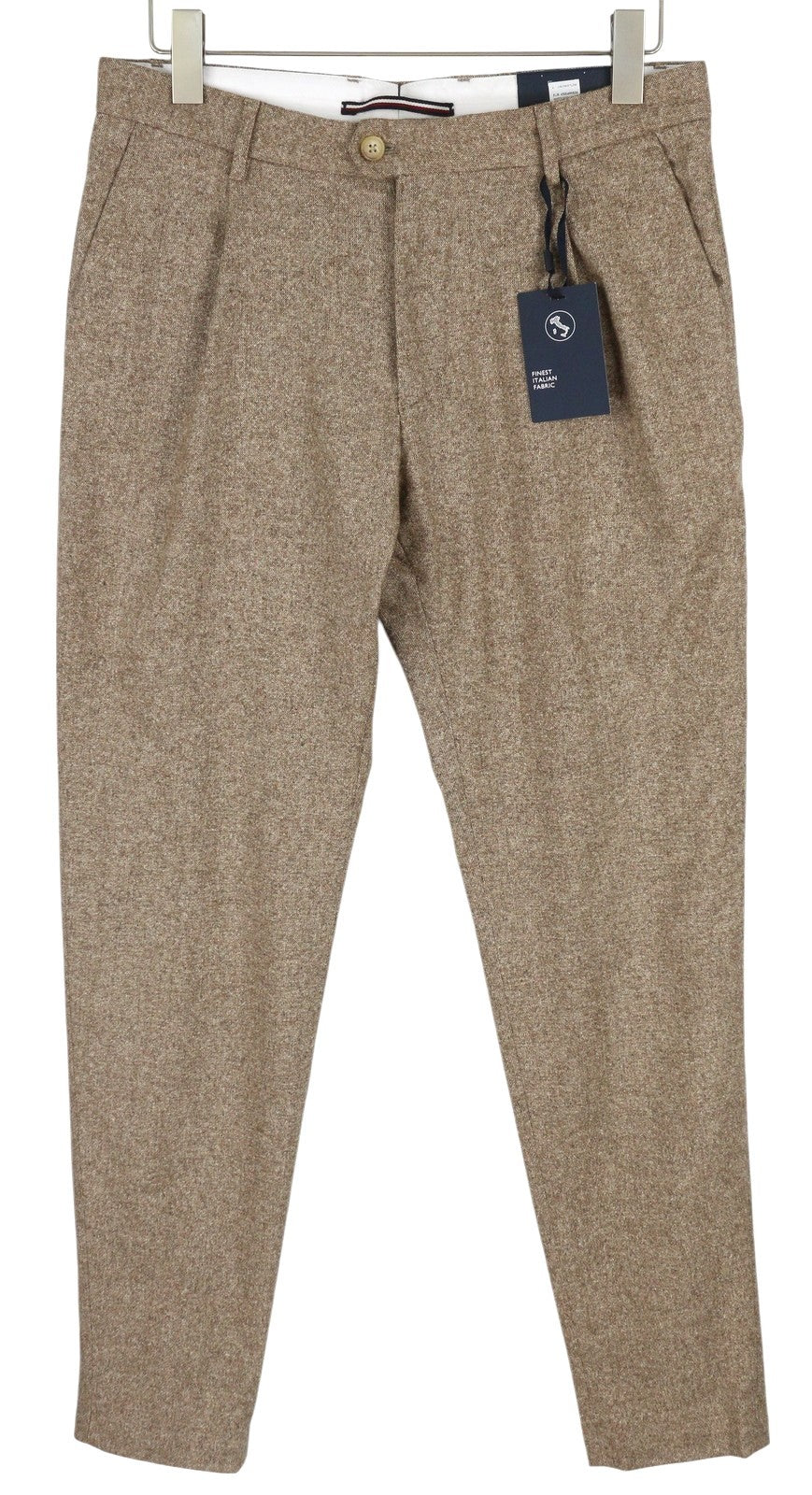 TOMMY HILFIGER Hampton Men Trousers W33/L34 Brown Wool Silk Blend Slim Tapered