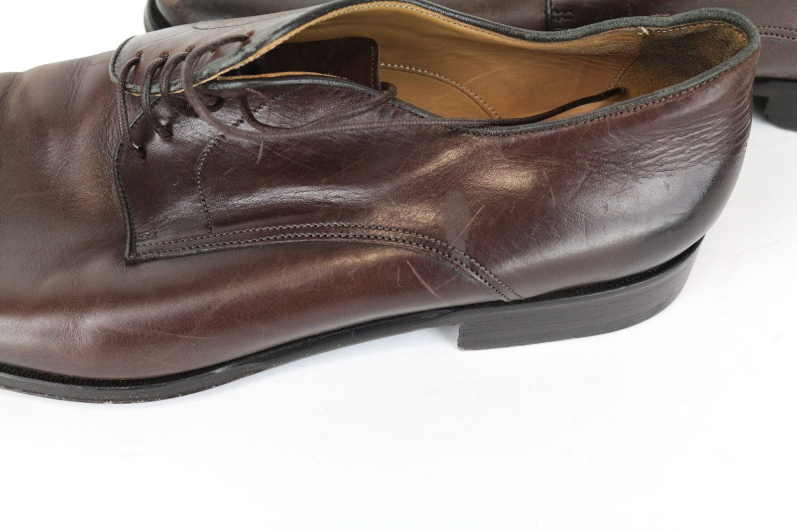 SUITSUPPLY Men's Shoes EU43/UK9 Brown Calf Leather Derby Lace-Up Dress Style