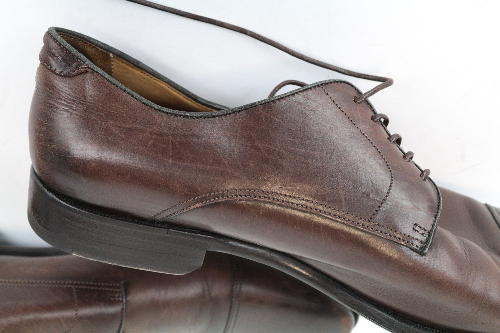 SUITSUPPLY Men's Shoes EU43/UK9 Brown Calf Leather Derby Lace-Up Dress Style