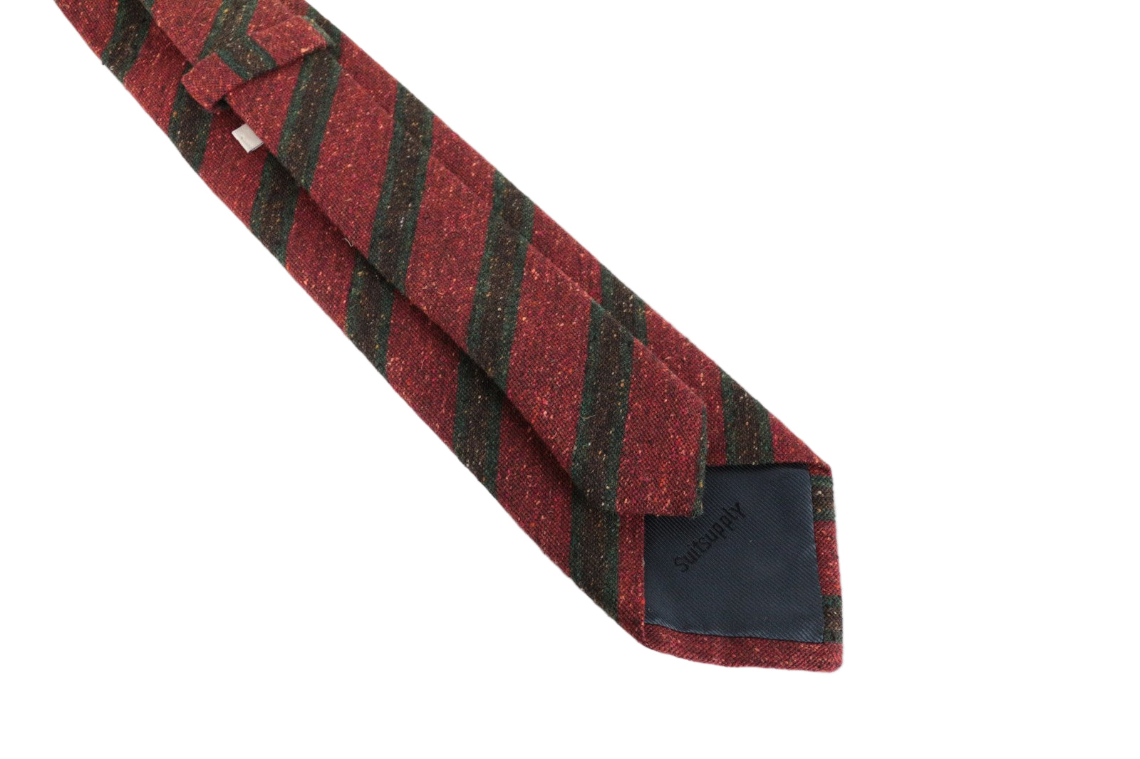SUITSUPPLY Men's Tie ~150 x 8 cm Red Silk Wool Blend Pointed-End Striped Neck