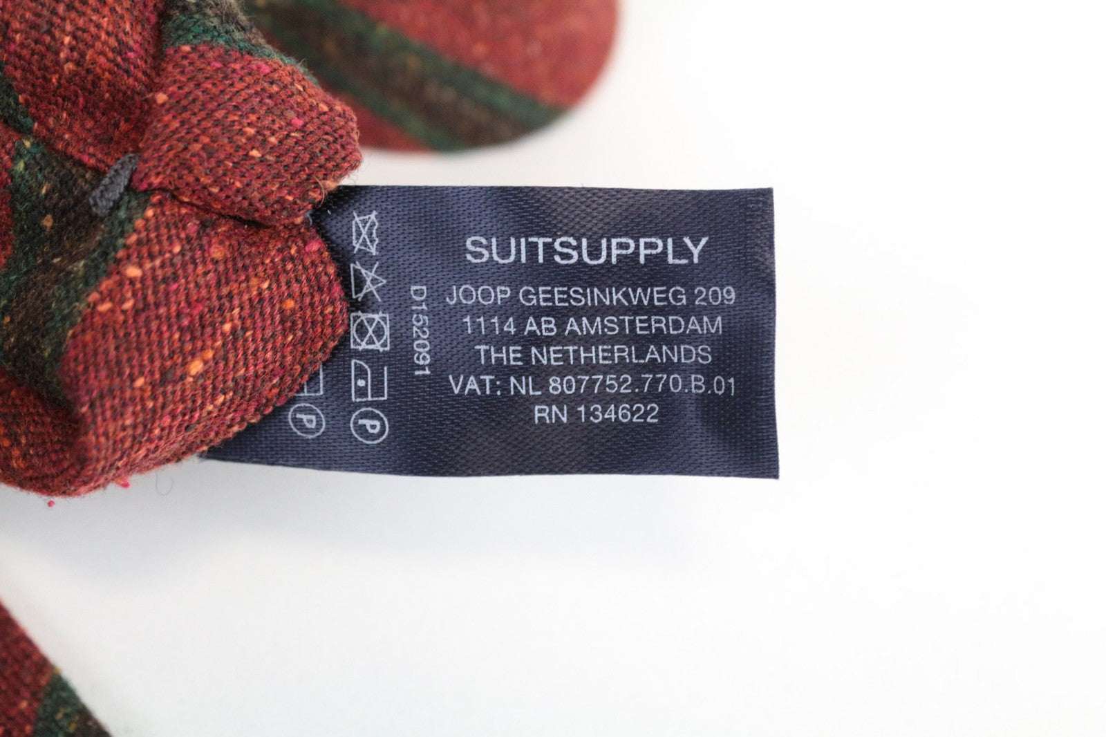 SUITSUPPLY Men's Tie ~150 x 8 cm Red Silk Wool Blend Pointed-End Striped Neck
