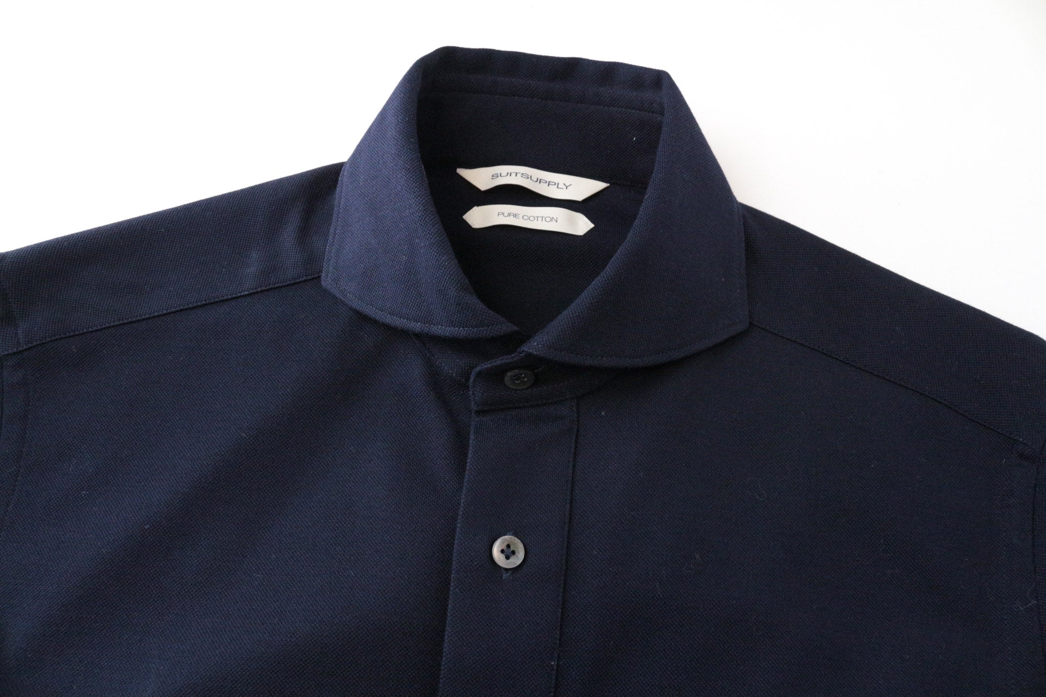 SUITSUPPLY Men's Formal Shirt 35/36/13.5/14 Navy Blue Extra Slim Cotton Polo