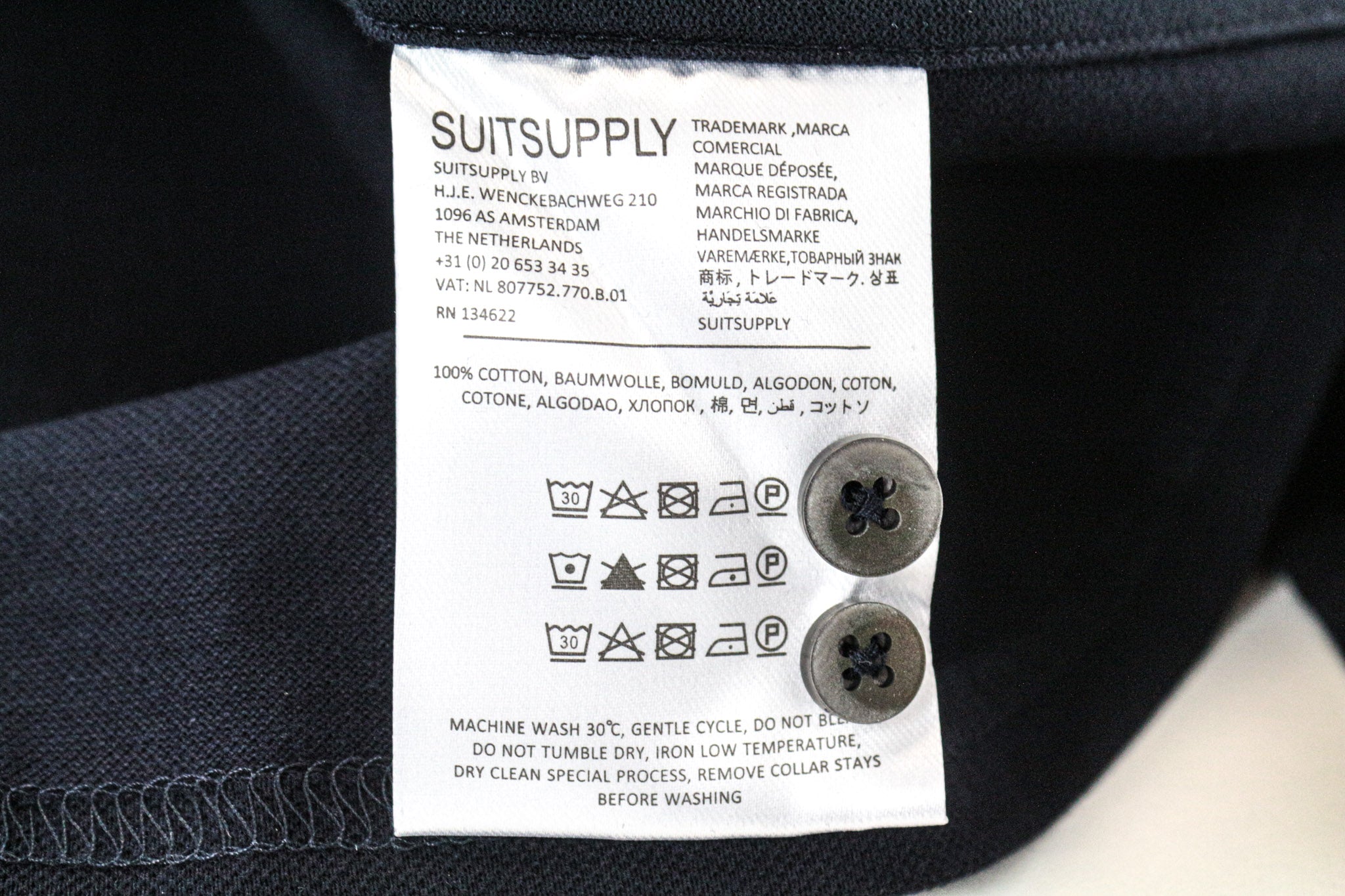 SUITSUPPLY Men's Formal Shirt 35/36/13.5/14 Navy Blue Extra Slim Cotton Polo