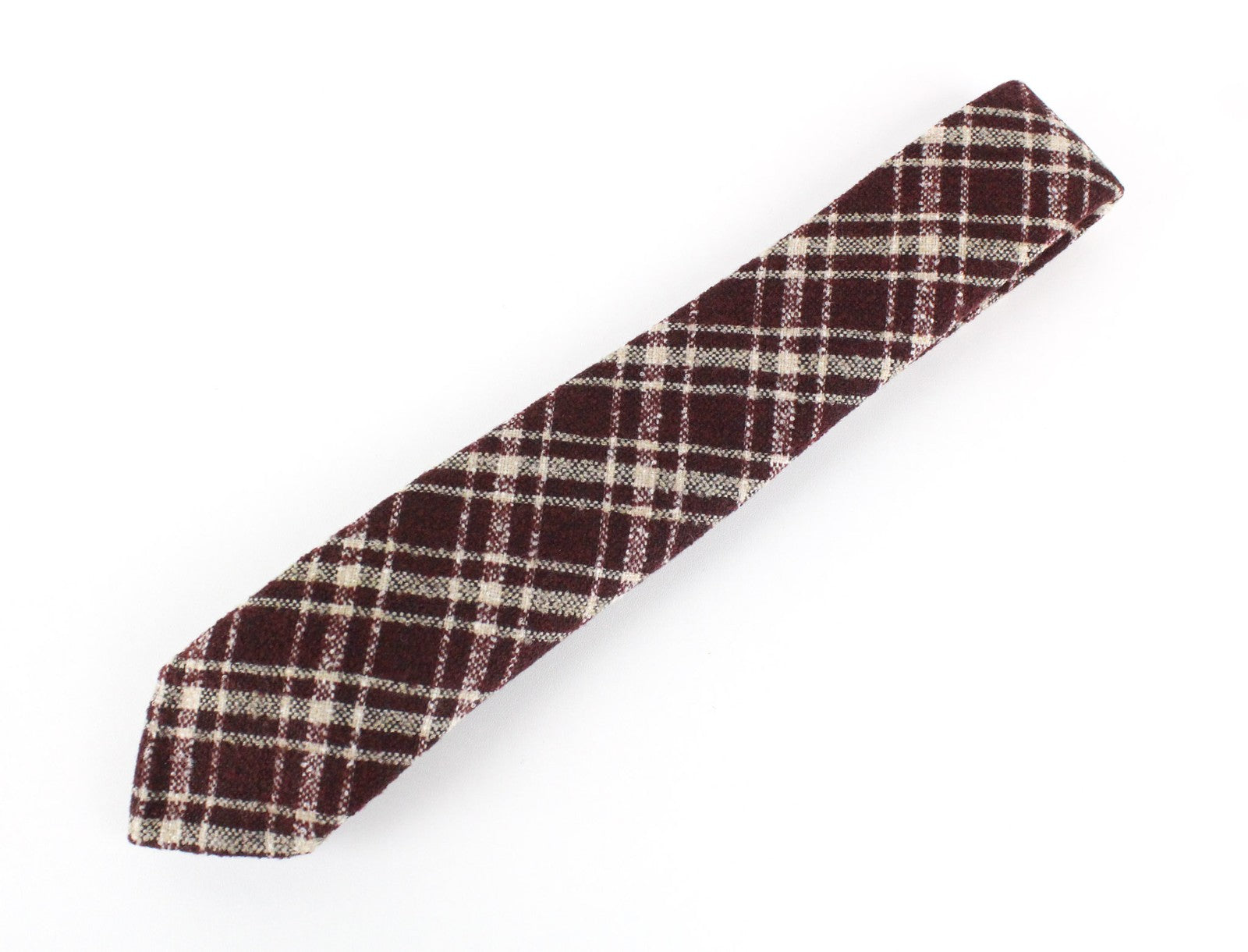 SUITSUPPLY Men's Tie ~150 x 8 cm Wine Red Checked Pointed-End Elegant Knit
