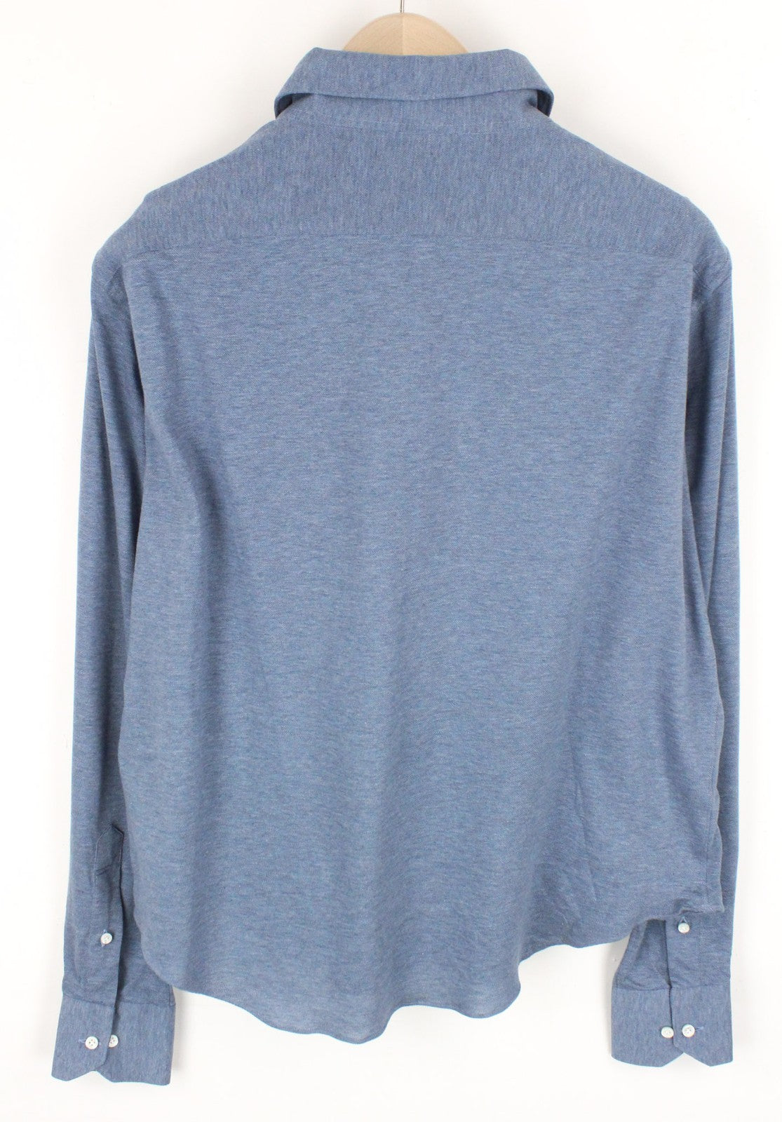 SUITSUPPLY Men's Shirt ~L Light Blue Spread Neck Melange Cotton Smart Fit