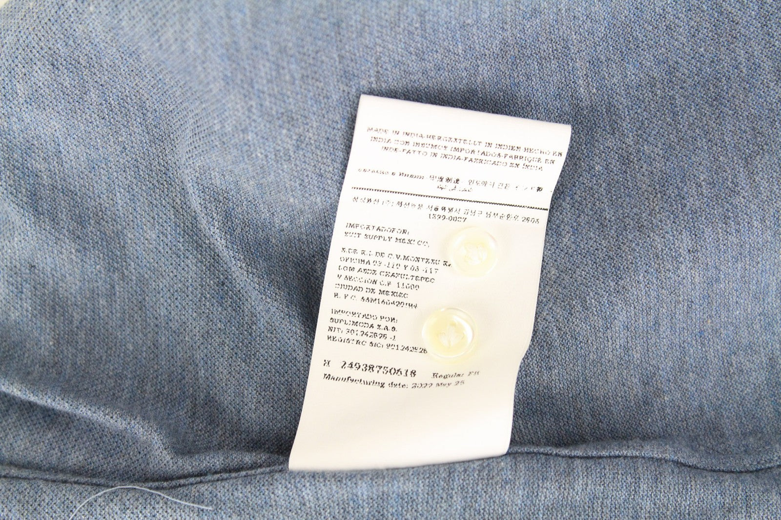 SUITSUPPLY Men's Shirt ~L Light Blue Spread Neck Melange Cotton Smart Fit