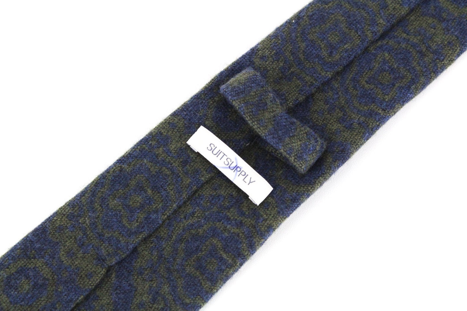 SUITSUPPLY Men's Tie ~150 x 8 cm Blue Graphic Print Wool Silk Blend Neckwear