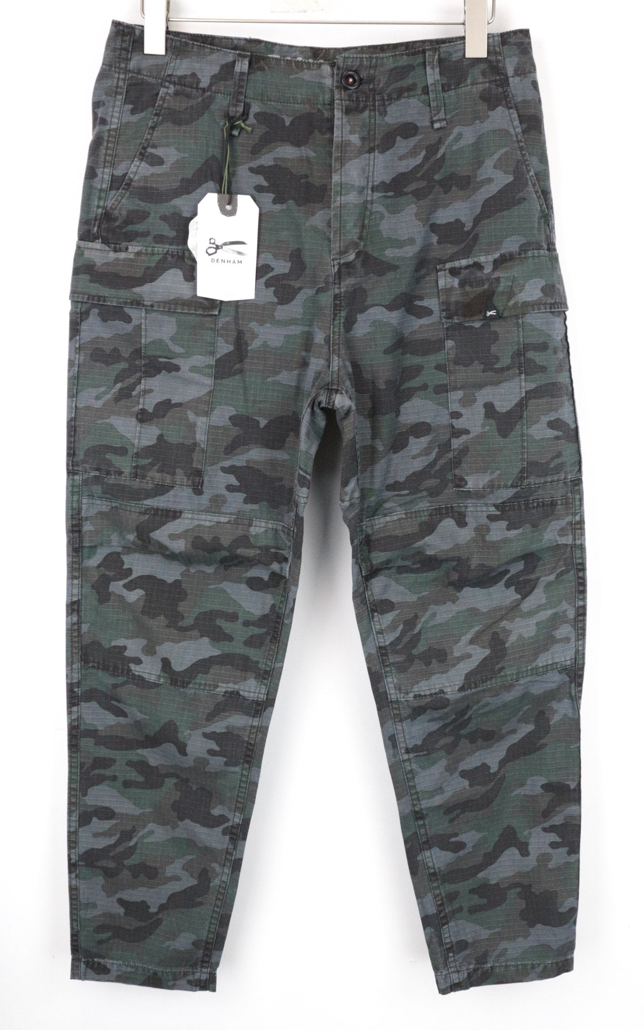 DENHAM Nato Men's Cargo Trousers W30/L32 Grey Cotton Military Pattern Pants