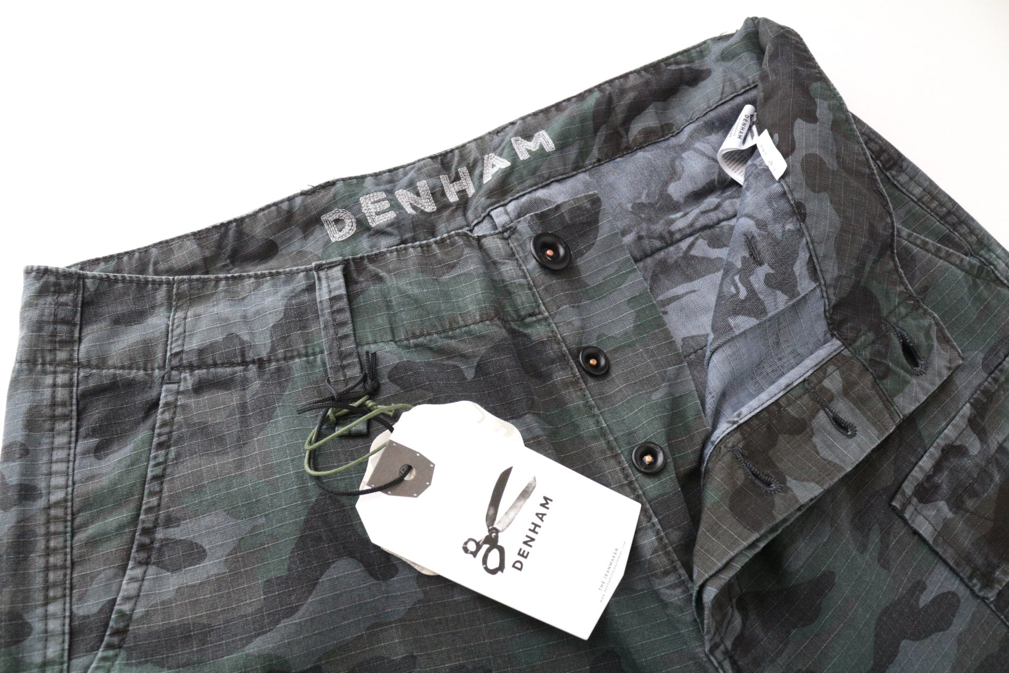 DENHAM Nato Men's Cargo Trousers W30/L32 Grey Cotton Military Pattern Pants