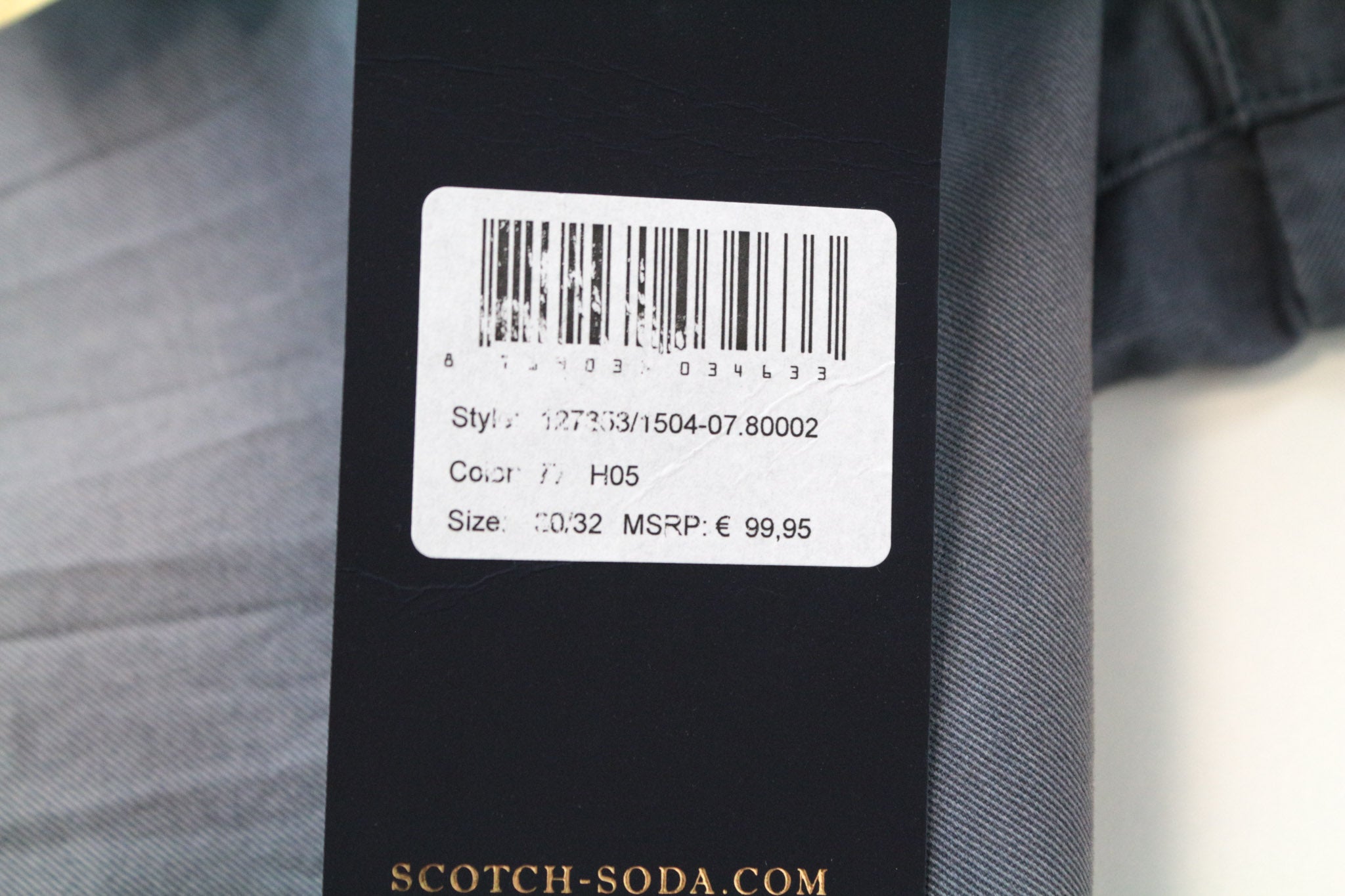 SCOTCH & SODA Warren Men's Pants W30/L32 Relaxed Slim Blue Cotton Belt Loops