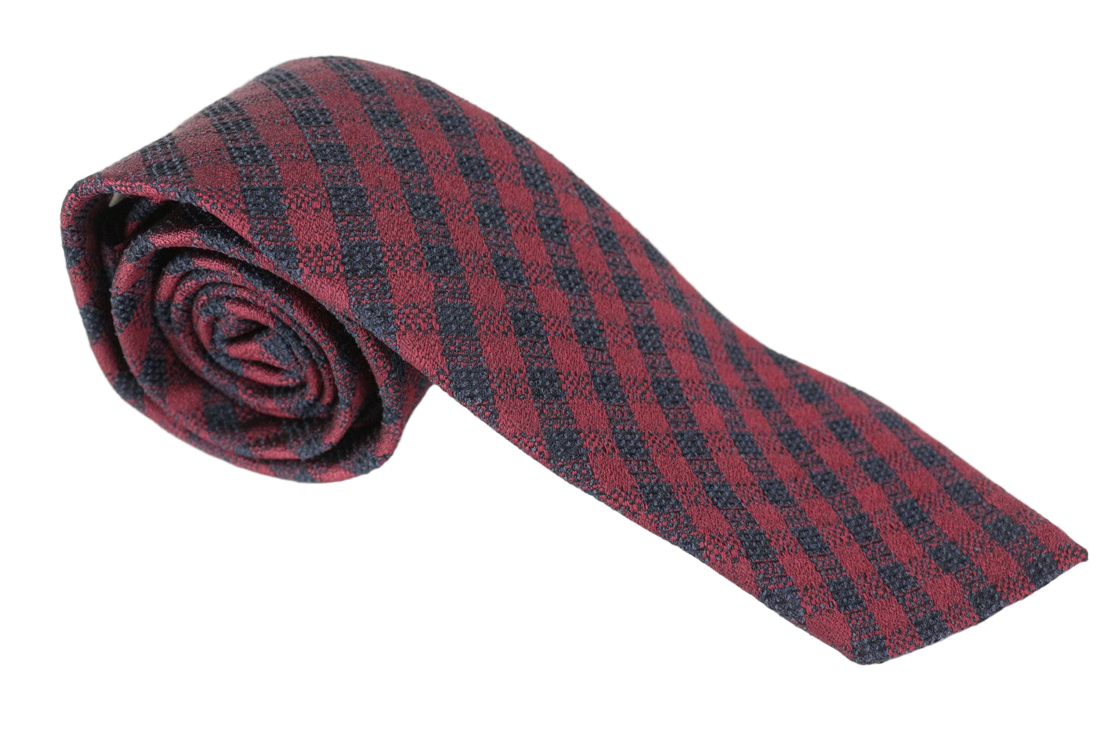 SUITSUPPLY Men's Tie ~150 x 8 cm Red Pure Silk Pointed-End Checked Formal