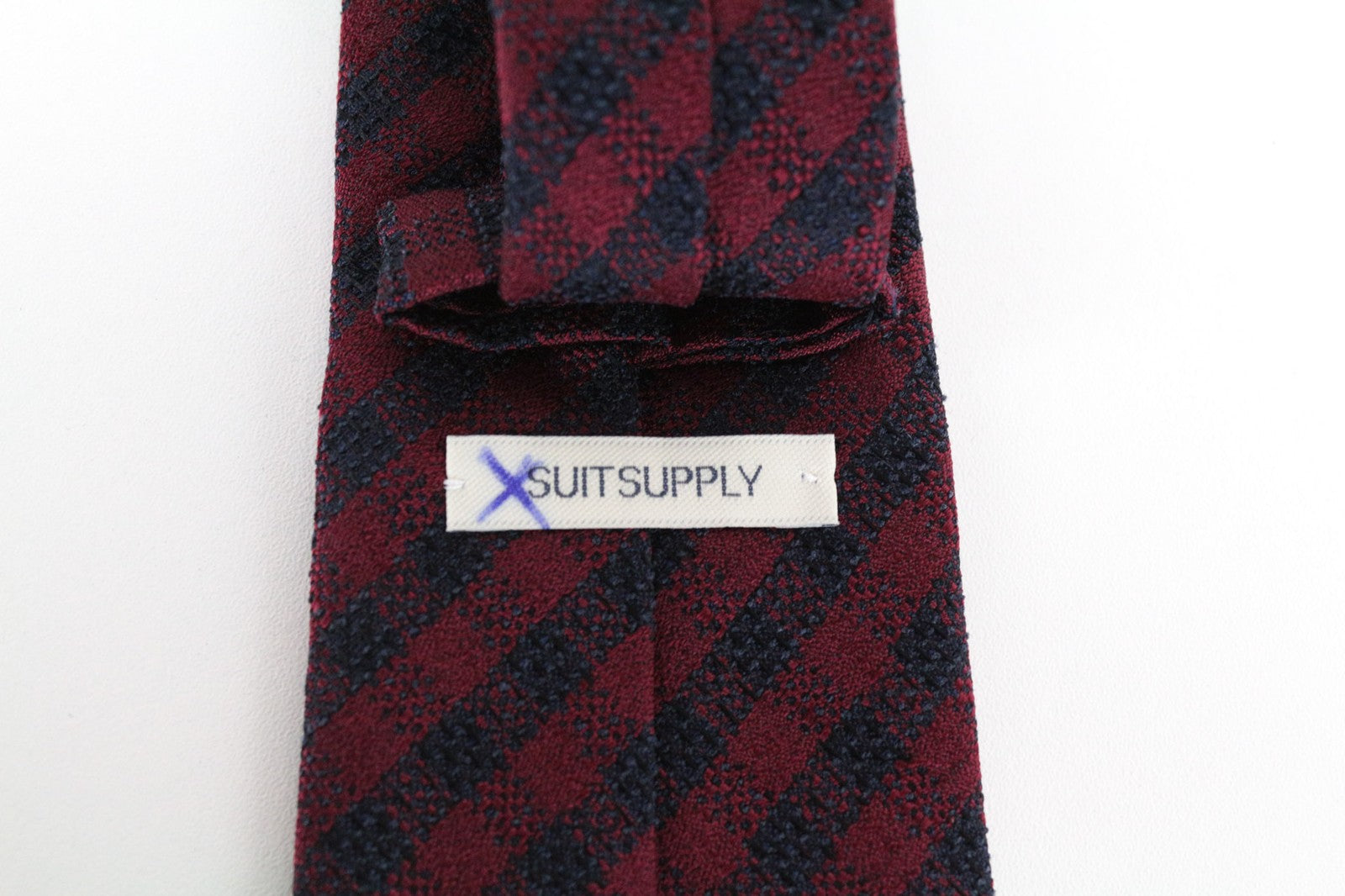 SUITSUPPLY Men's Tie ~150 x 8 cm Red Pure Silk Pointed-End Checked Formal