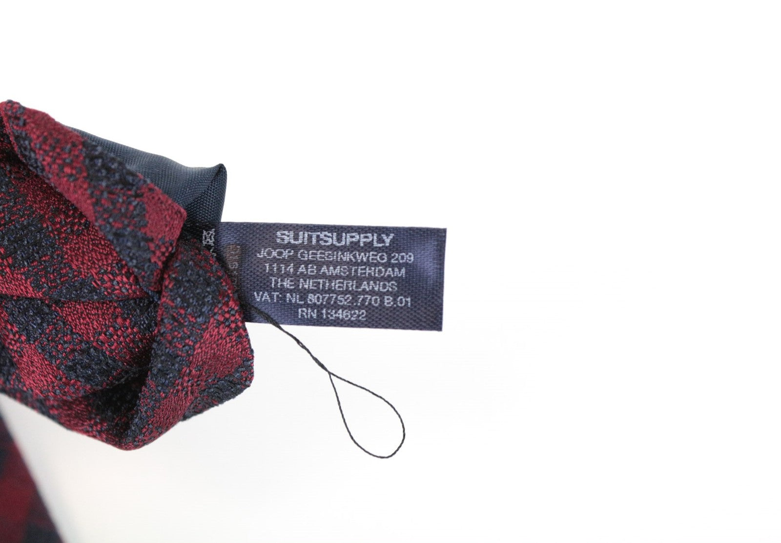 SUITSUPPLY Men's Tie ~150 x 8 cm Red Pure Silk Pointed-End Checked Formal