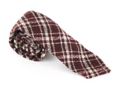 SUITSUPPLY Men's Tie ~150 x 8 cm Wine Red Plaid Wool Mix Formal Pointed-End